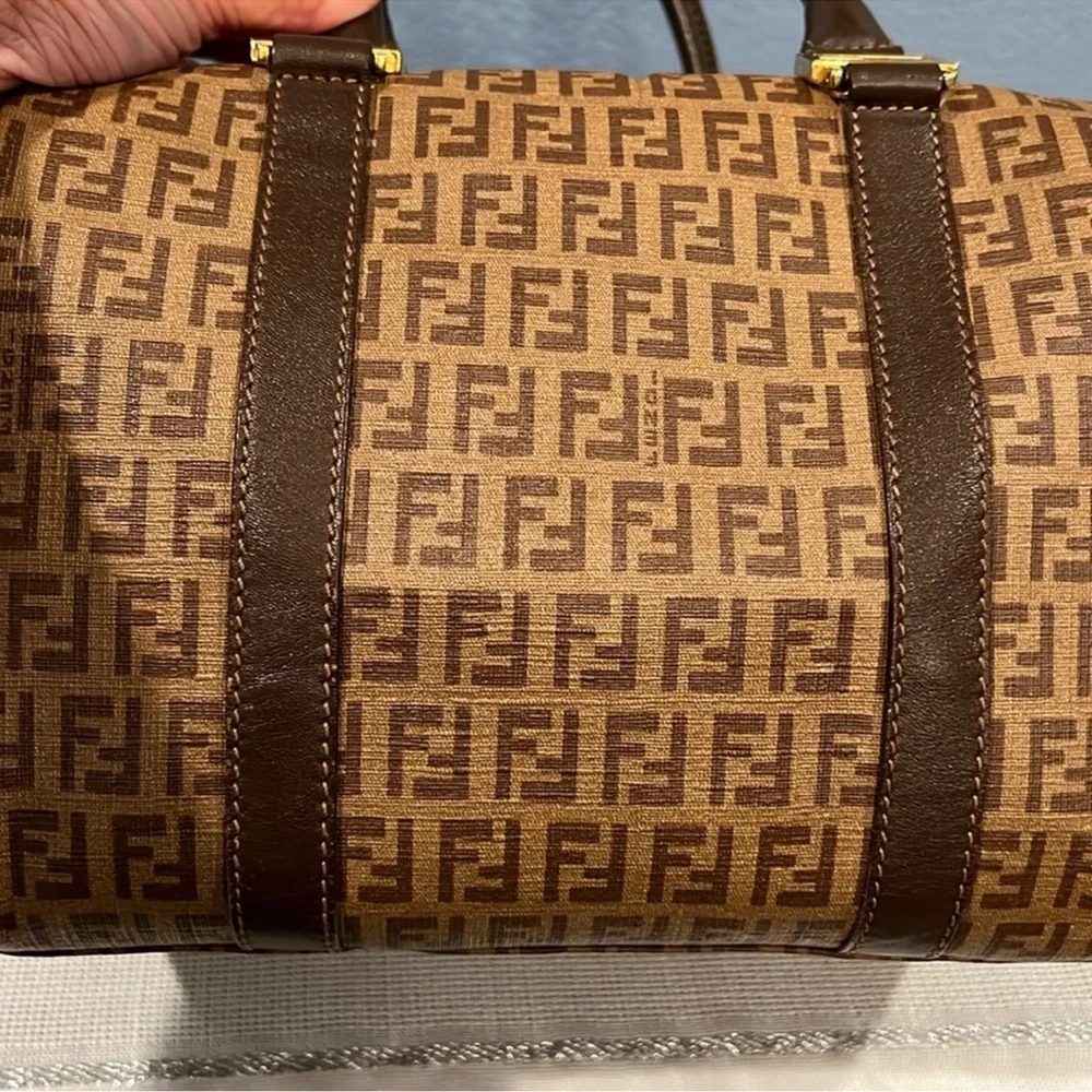 Fendi Brown Monogram Boston Bag - Picture 6 of 16